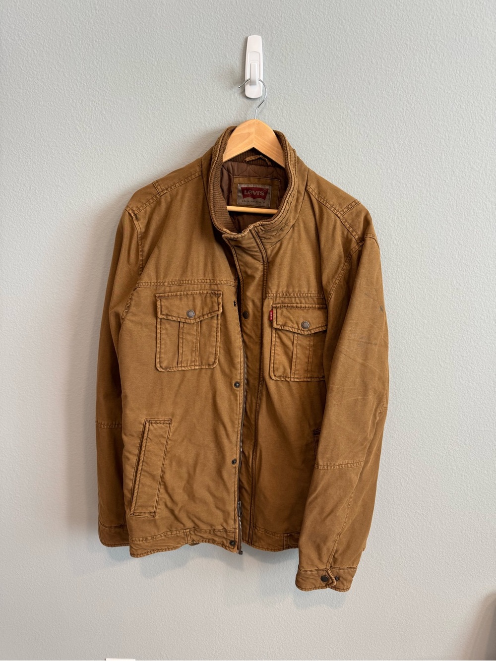 Levi's Full Zip Snap Field Jacket Mens Size XL Brown Workwear Quilted Lining
